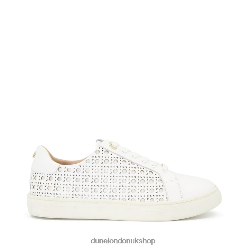 Laser-Cut Leather Trainers Women N4BBPB481 Dune London Ease White