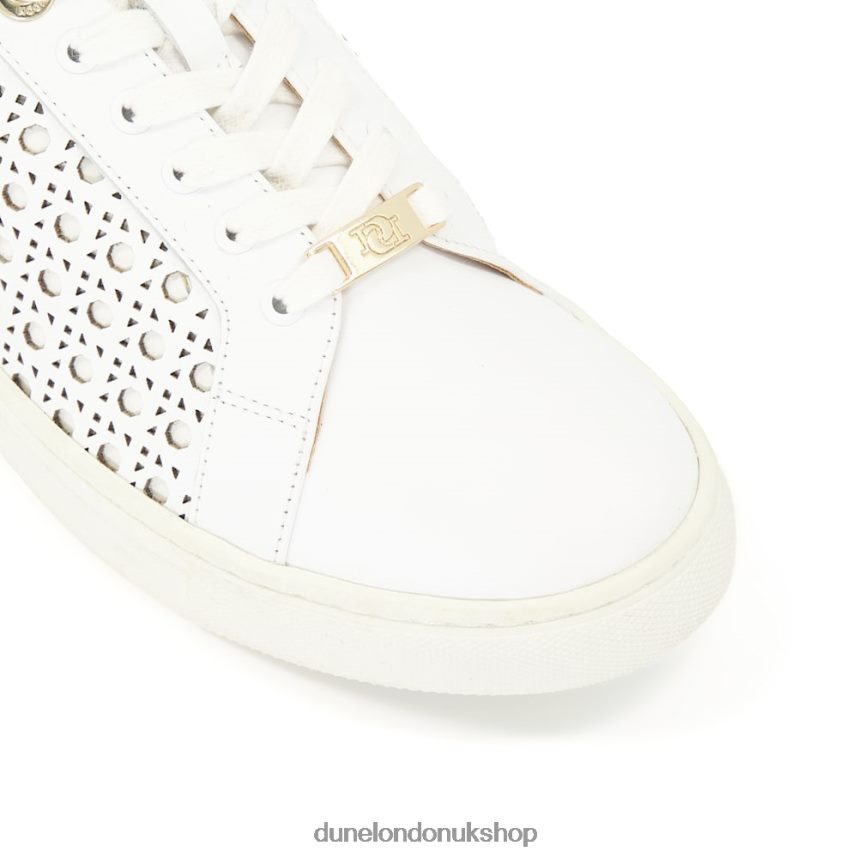 Laser-Cut Leather Trainers Women N4BBPB481 Dune London Ease White