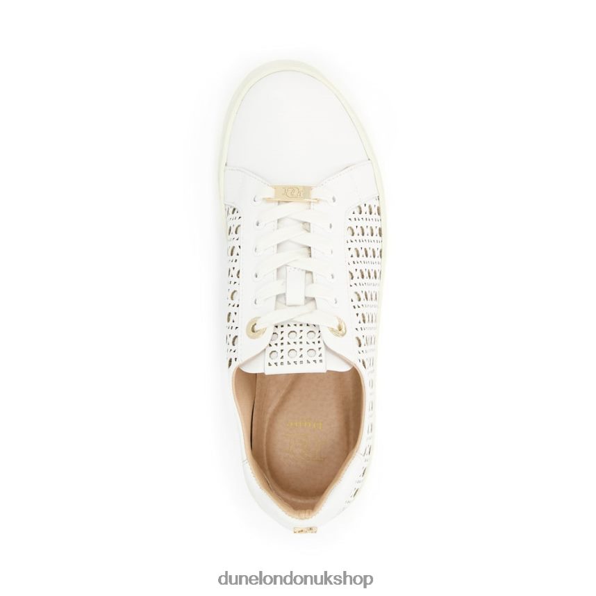 Laser-Cut Leather Trainers Women N4BBPB481 Dune London Ease White