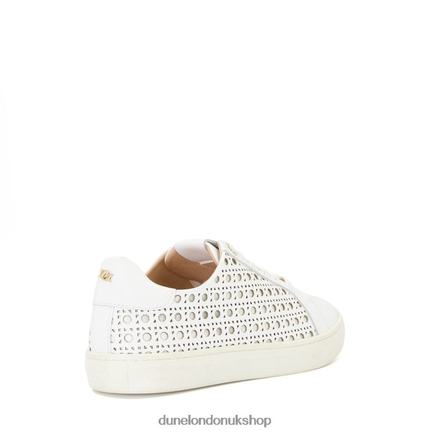 Laser-Cut Leather Trainers Women N4BBPB481 Dune London Ease White