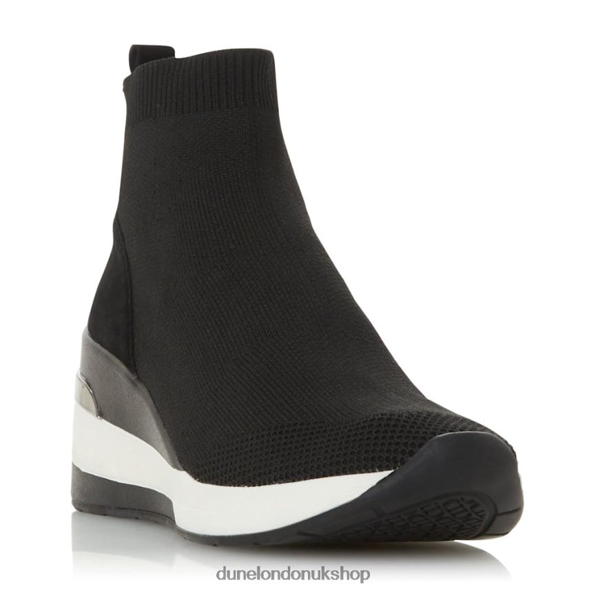 Mid Wedge Sock Trainers Women N4BBPB579 Dune London Engel Black - Click Image to Close