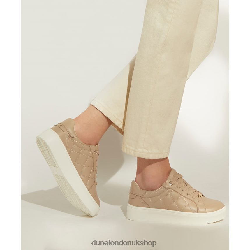 Quilted Lace-Up Trainers Women N4BBPB254 Dune London Excitement Taupe