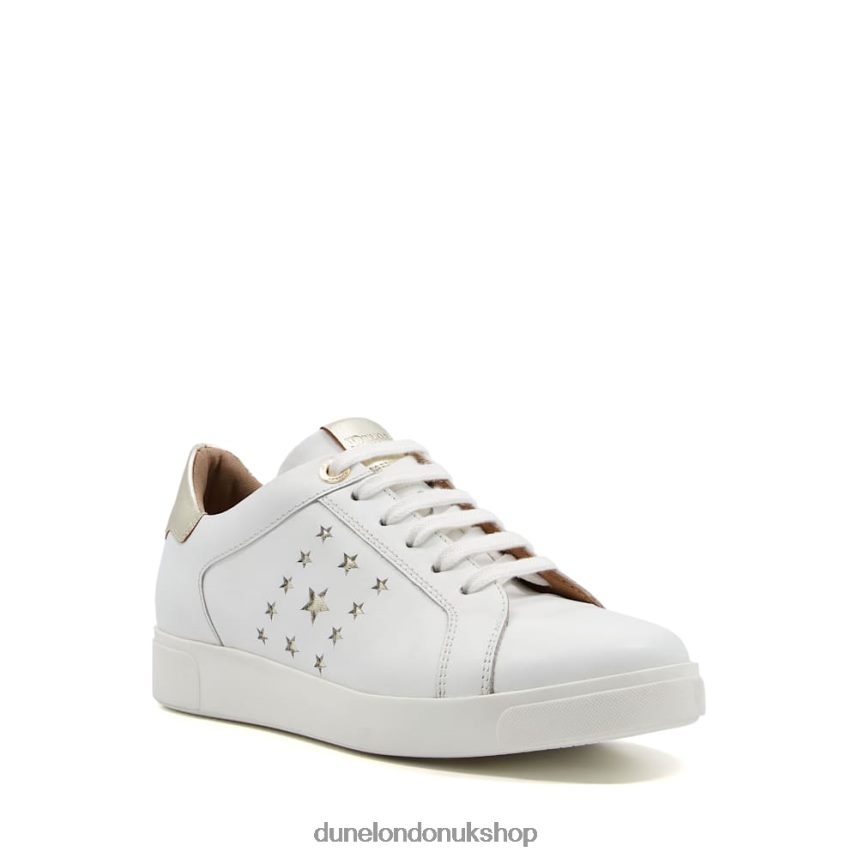 Star Detail Lace-Up Trainers Women N4BBPB636 Dune London Elderflower White - Click Image to Close