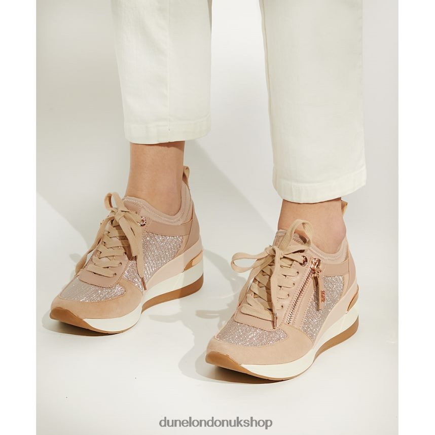 Wedge Lace-Up Trainers Women N4BBPB228 Dune London Eilin Rose Gold