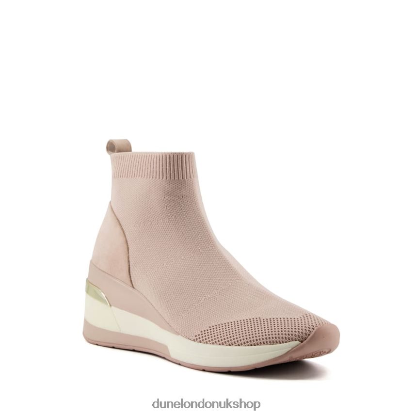 Wide Fit Mid Wedge Sock Trainers Women N4BBPB508 Dune London Engel Nude - Click Image to Close