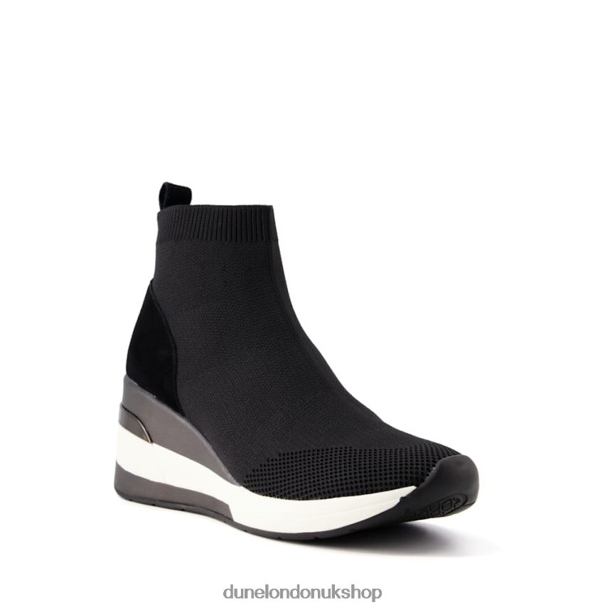 Wide Fit Mid Wedge Sock Trainers Women N4BBPB512 Dune London Engel Black